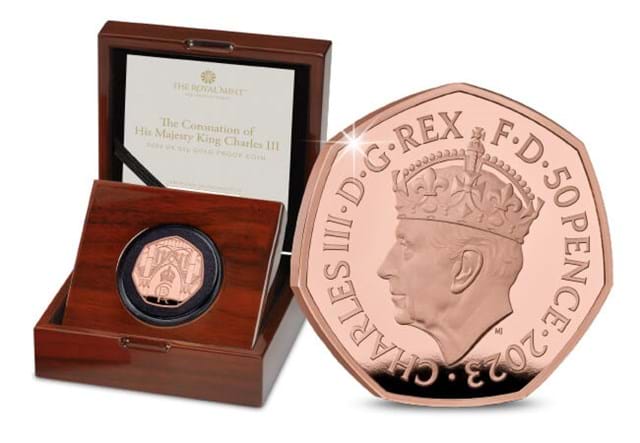 The Coronation Of His Majesty King Charles III Gold 50P Coin In Display Box