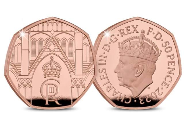 The Coronation Of His Majesty King Charles III Gold 50P Coin Obverse Reverse