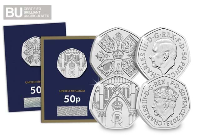 King Charles III 50p Pair with Change Checker packaging