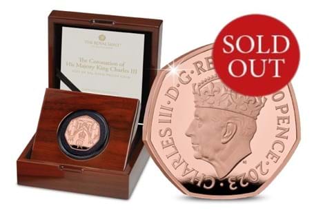 This UK coin has been issued by the Royal Mint to celebrate the Coronation of King Charles III. Your coin has been struck to 22 carat Gold to a proof finish and has an edition limit of 500