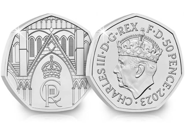 King Charles III Coronation 50P BU Pacl Obverse Reverse