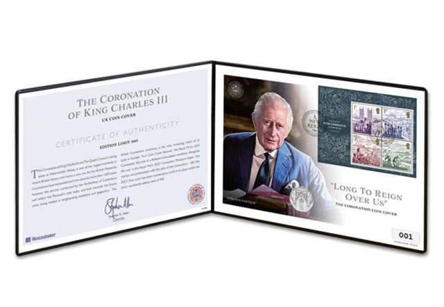 2023 KCIII Coronation Coin And Stamps BU Cover In Folder