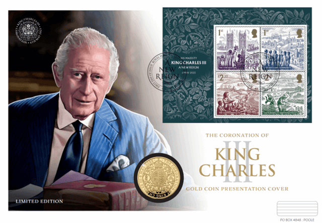 King Charles III Coronation Coin And Stamp Cover Gold 1Oz