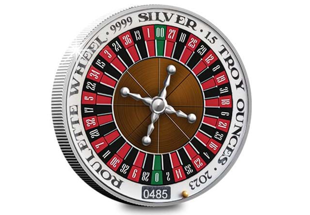 Silver Roulette Wheel Spinning Coin Reverse