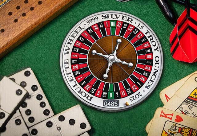 Silver Roulette Wheel Spinning Coin Lifestyle Image