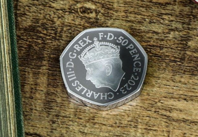 King Charles III Coronation Silver Piedfort 50P Lifestyle 5