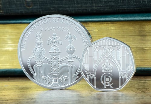 King Charles III Coronation Silver Piedfort Pair Lifestyle 1