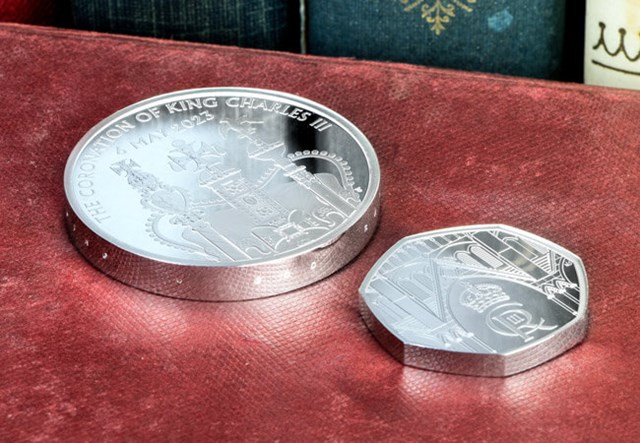 King Charles III Coronation Silver Piedfort Pair Lifestyle 2
