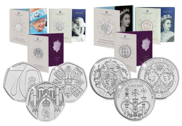 50P And £5 Bundle Coins Obverse Reverses And Packs