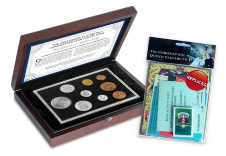 The product contains circulating coinage from 1953, the year Queen Elizabeth II's Coronation was held at Westminster Abbey. The centerpiece of this collection is the uncirculated 1953 Crown.