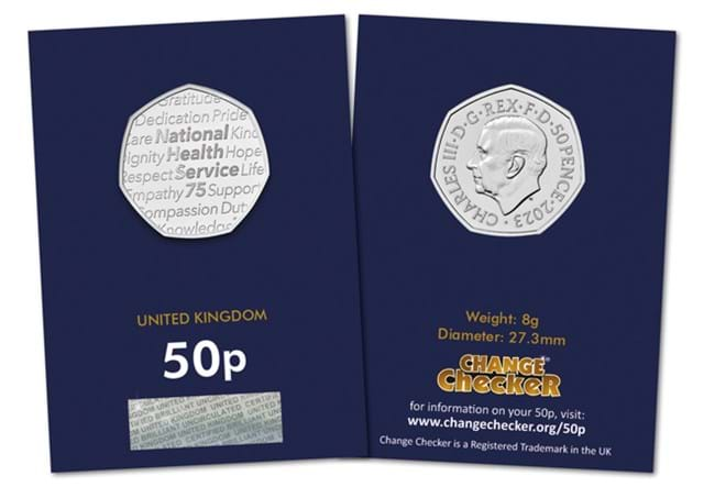 2023 UK NHS 50p in packaging obverse and reverse