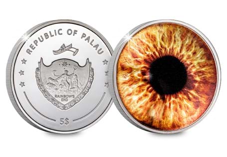 Struck from 1oz of .999 Silver to a beautiful proof finish, this coin features a stunning hazel iris convex surface. Arrives presented in a black presentation case with accompanying artwork. 
