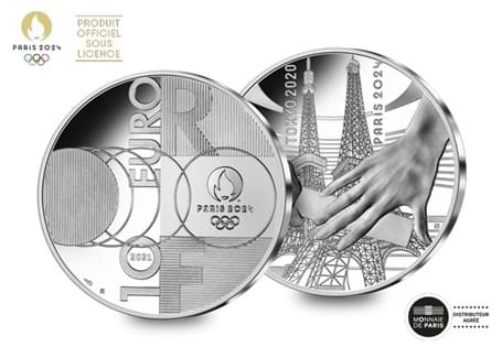 Struck from 22.2g Silver, this Proof 10 Euro, features the Paris 2024, and is 37mm in diameter. It features both the Tokyo and Eiffel Tower - marking the passing of the event. Edition limit: 30,000