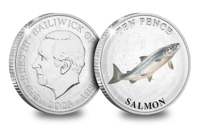 Fish 10Ps Coloured Salmon Obv Rev