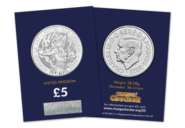 2023 UK Morgan Le Fay CERTIFIED BU £5 in Change Checker packaging