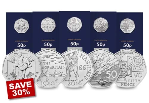 2019 The 50Th Anniversary Of The 50P Military Set BU 50P Coins Flash (DY)