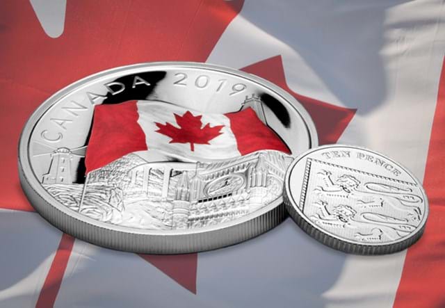 Canada Rippling Flag Silver 2Oz Comparison Image