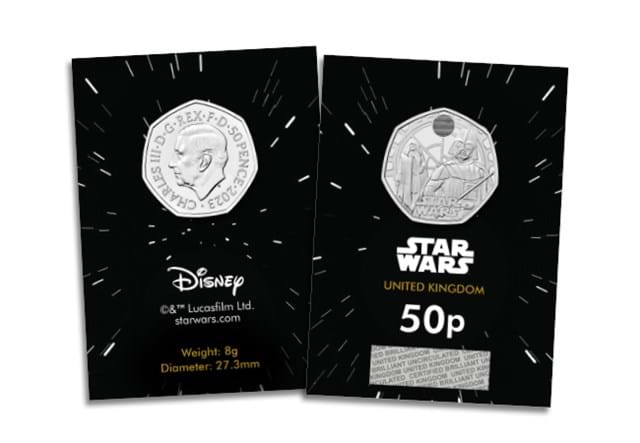 2023 UK Darth Vader™ and Emperor Palpatine™ CERTIFIED BU 50p in bespoke cards