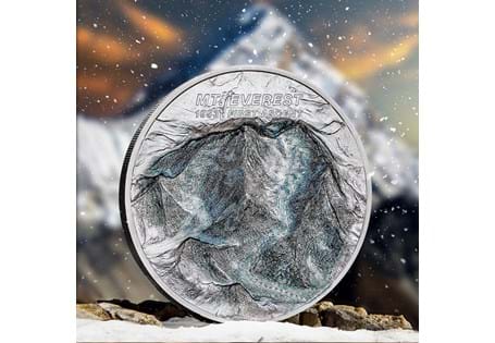 This 2oz Silver Coin features Mount Everest on the reverse and climbers on the obverse. It has been made using smartminting technology and struck to a Proof finish.
