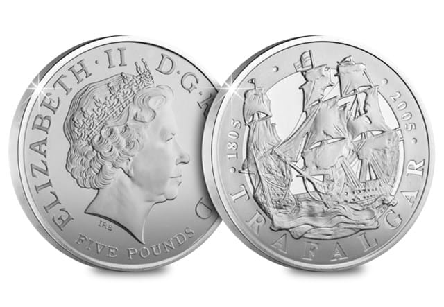 2005 Trafalgar Silver £5 Obv Rev