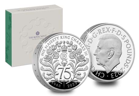 This Silver Piedfort £5 coin has been issued by The Royal Mint to celebrate the 75th birthday of King Charles III in 2023. Only 1,000 have been issued worldwide.