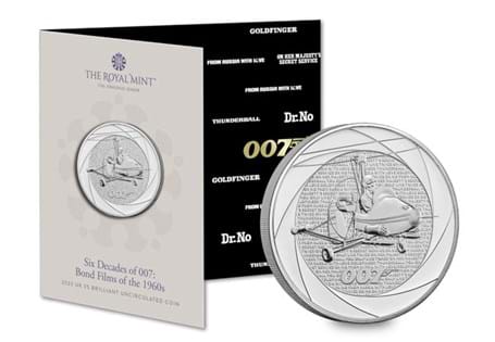 This UK 2023 £5 coin has been released by The Royal Mint to
commemorate six decades of the 007 legacy. Your coin has been struck to
Brilliant Uncirculated quality
