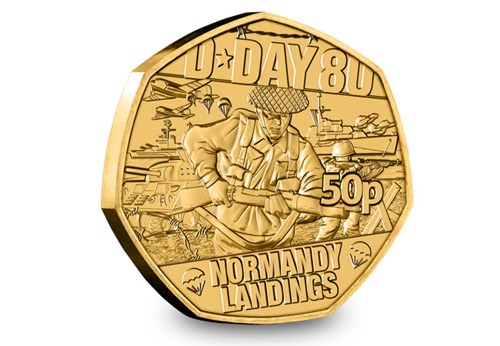 Normandy Landings Gold Plated 50P