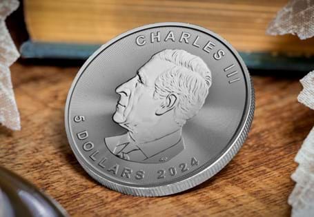 This 2024-dated Canadian Maple Leaf has been struck from 99.99% Silver and is the first to feature the new Canadian effigy of King Charles III.