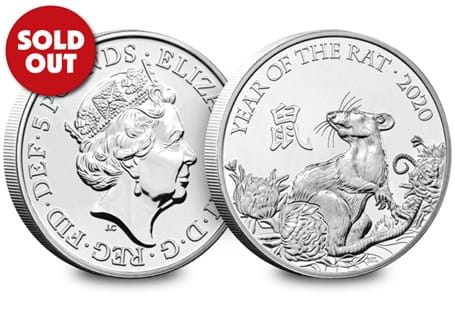 This 2020 UK Lunar Year of the Rat BU £5 is the only official UK coin to celebrate the Year of the Rat. It has been protectively encapsulated and certified as superior Brilliant Uncertified quality.