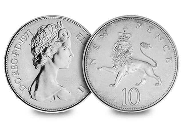 UK 1971 New Pence 10P Obv Rev