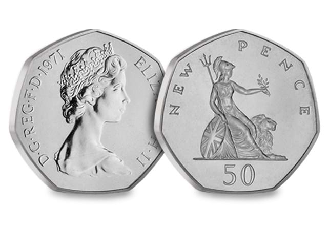 UK 1971 New Pence 50P Obv Rev