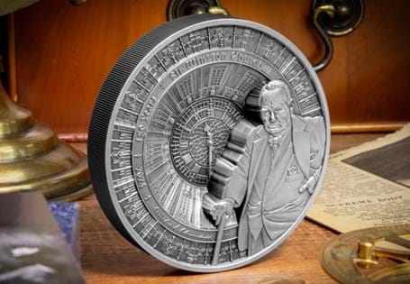 This coin has been specially commissioned to tribute 150 years since the birth of Sir Winston Churchill. Struck from one kilo of Pure Silver and created using a complex 8-layer minting technique. 