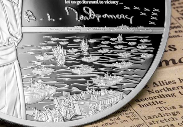 D Day Silver 5Oz Medal Close Up 01