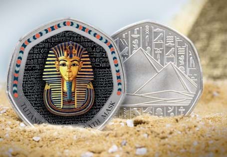 Issued to celebrate 100 years since the discovery of the tomb of Tutankhamun, this commemorative features an original artist interpretation of the iconic death mask.