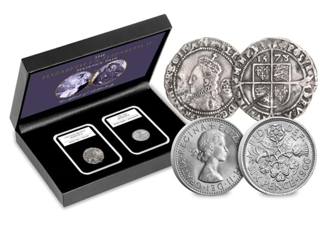 Elizabeth I And Elizabeth II Sixpence Pair Whole Product