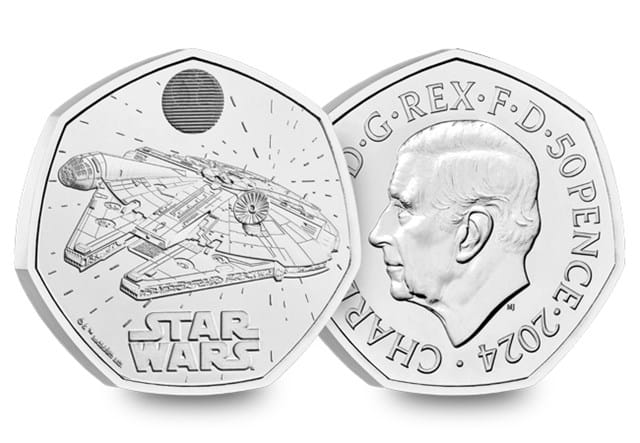 2024 UK Millennium Falcon CERTIFIED BU 50p obverse/reverse