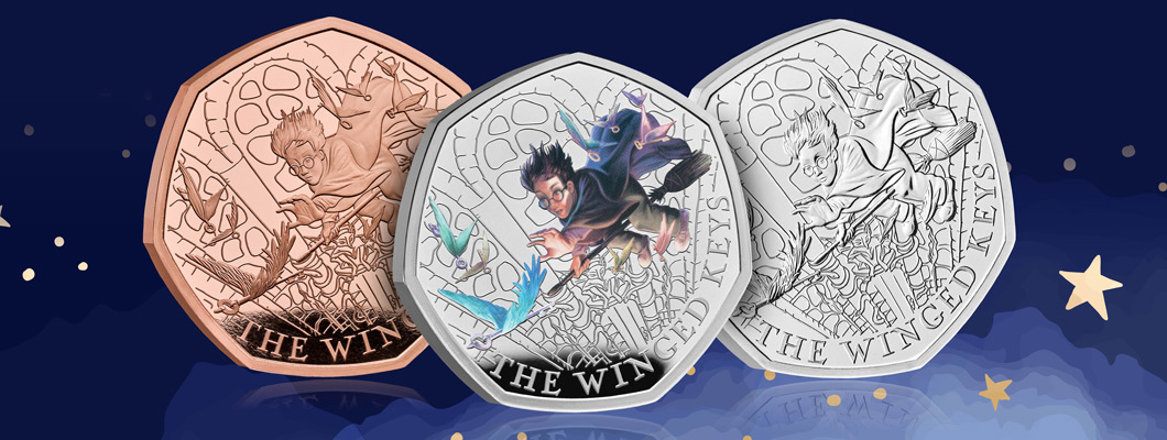 The UK 2024 Harry Potter Winged Keys 50p coin range