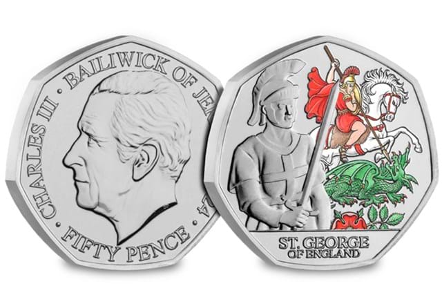 St George Patron Saints BU Colour 50P Set Obverse Reverse