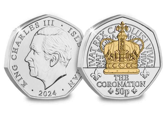 KCIII Inaugural Year Dual Plated 50P The Coronation Obv Rev