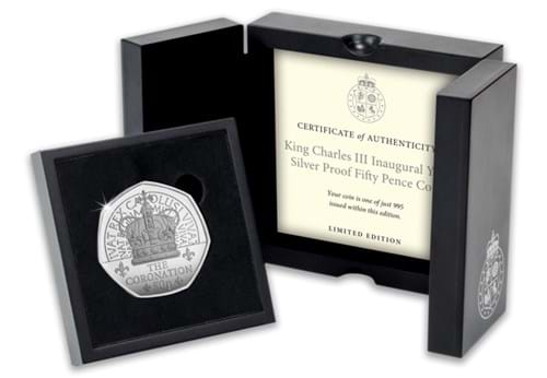 KCIII Inaugural Year Silver 50P Box Shot