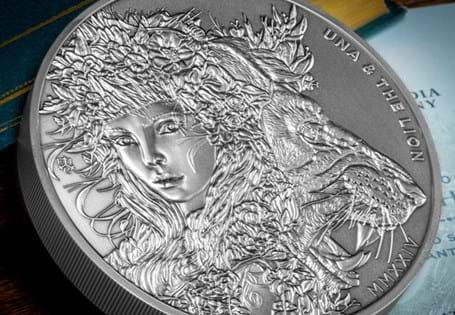 This Una and the Lion Silver Proof Kilo coin has been struck from 999 Silver with an antique finish. Only 25 are available worldwide