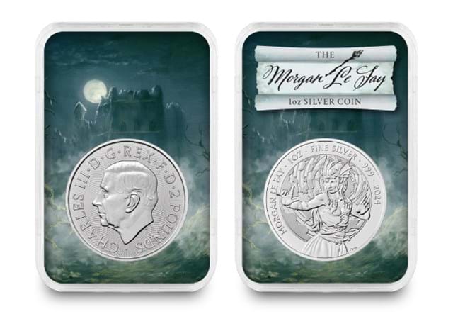 HRG3 Morgan Le Fay 1Oz Bullion Silver Coin In Everslab Front And Back