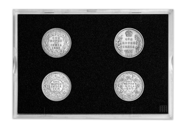 The British Empire Silver Rupee Set Frame Front