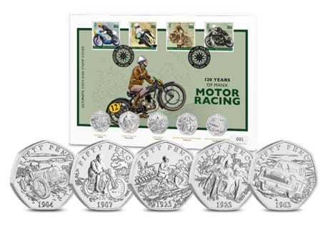 To commemorate the 120th Anniversary since the first Motor Race on the Isle of Man, a NEW 2024 IOM Motor Racing Ultimate BU 50p Coin and Stamp Cover has been released.