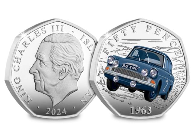 Motor Racing Silver 50Ps (With Colours) 1963 Obv Rev