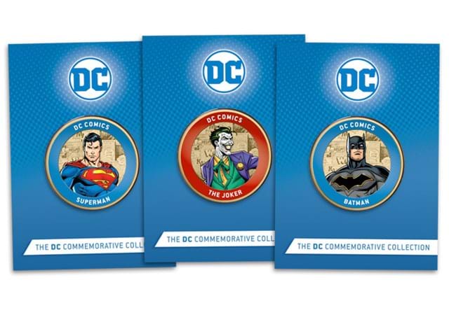 LS DC Medal Gold Plate Joker Batman Superman Blister Card