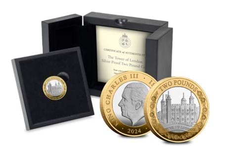 Own the Tower of London Silver Proof £2 coin. Officially authorised for release by Isle of Man as part of the 2024 British Castles £2 Collection. Limited to 995 worldwide. 