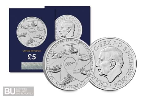 This £5 coin has been issued to celebrate all six decades of the Bond films. It has been struck to a Brilliant Uncirculated quality and protectively encapsulated in official Change Checker packaging.