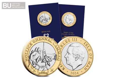 The 2024 IOM Christmas £2 has been released. The reverse features the festive game of Cammag, the traditional sport of the Isle of Man with 'Merry Christmas' inscribed in both English and Manx.