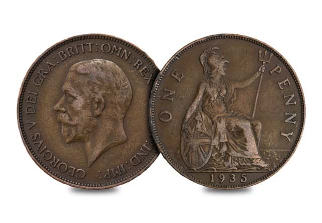 1935 George V Penny Obv Rev